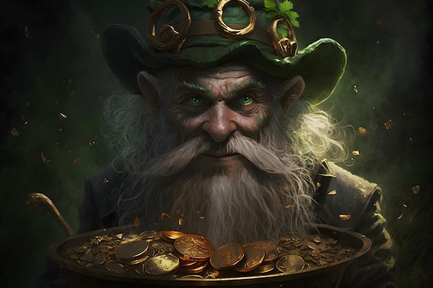 Mężczyzna z kapeluszem i złotą płytą złotych monet.