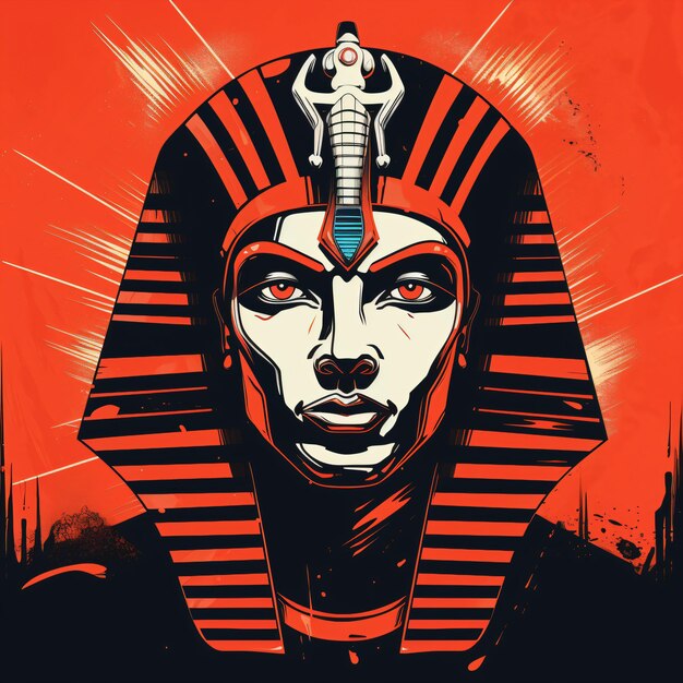 Zdjęcie mężczyzna z mieczem na szczycie faraona