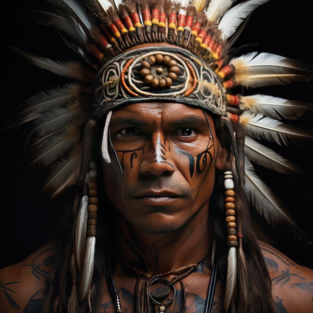 Mężczyzna z tatuażem na klatce piersiowej i słowami "Indian"