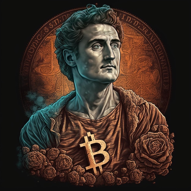 Mężczyzna ze złotym symbolem Bitcoin