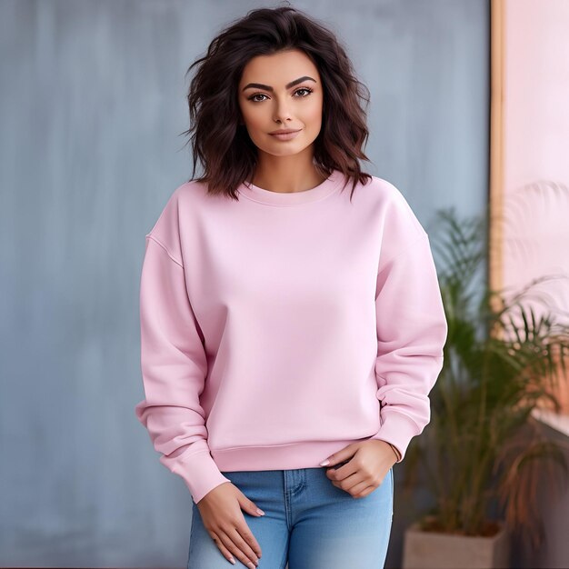 Mężczyźni i kobiety Gildan Sweatshirt Mockup Fotorealistyczny PSD dla projektów mody