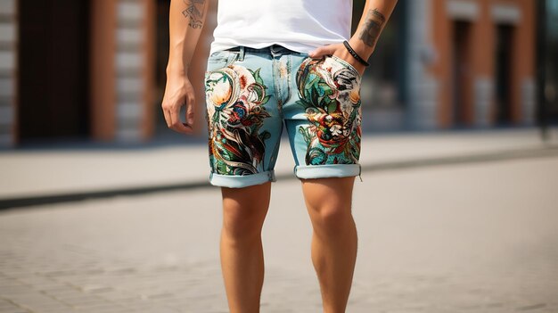 Zdjęcie mężczyźni modne krótkie dżinsy