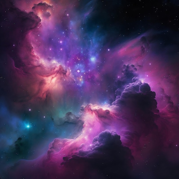 Mgławica kosmiczna w kolorach fioletowym i niebieskim