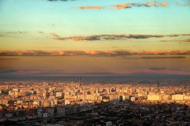 Miasto Konya o zachodzie słońca