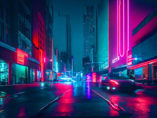 Zdjęcie miasto neon longshot bez ludzi i samochodów zdjęcia pobrać