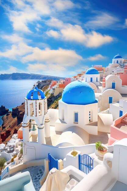Miasto Oia na wyspie Santorini w Grecji Generative ai