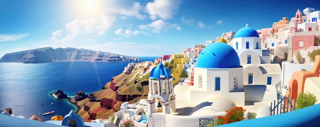 Miasto Oia na wyspie Santorini w Grecji Generatywna ai