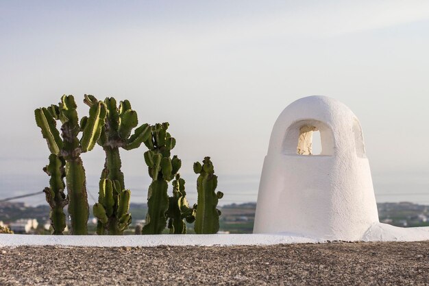 Miasto Pyrgos na Santorini, architektura i dekoracja w stylu greckim, Santorini, Grecja