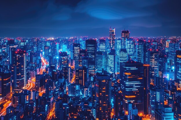 miasto rozświetlone nocą profesjonalna fotografia