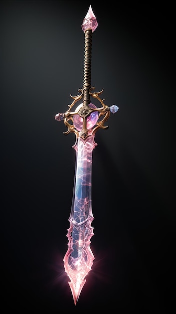 Zdjęcie miecz z niebieskim i fioletowym marmurem