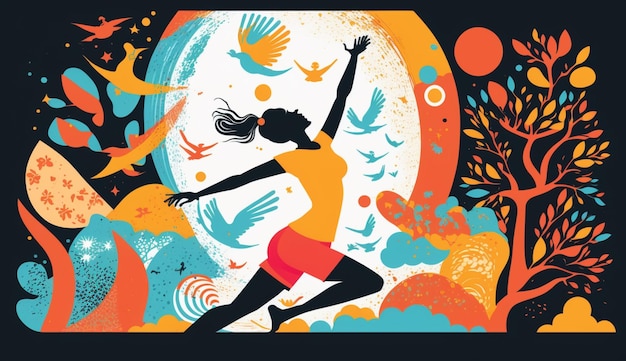 Międzynarodowy dzień jogi ilustracja kolorowaGenerative AI