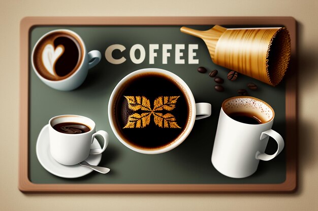 Zdjęcie międzynarodowy dzień kawy pyszna kawa piękna dekoracja latte biznesowe popołudniowe napoje herbaciane