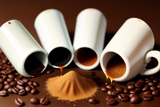 Zdjęcie międzynarodowy dzień kawy wysokiej jakości ziarna kawy są mielone w celu uzyskania pysznej kawy
