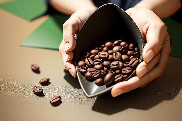 Międzynarodowy dzień kawy Wysokiej jakości ziarna kawy są mielone w celu uzyskania pysznej kawy