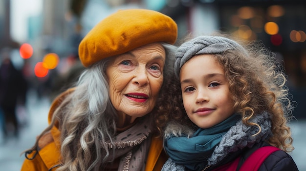 Międzynarodowy Dzień Kobiet Współczesna starsza kobieta z małą wnuczką