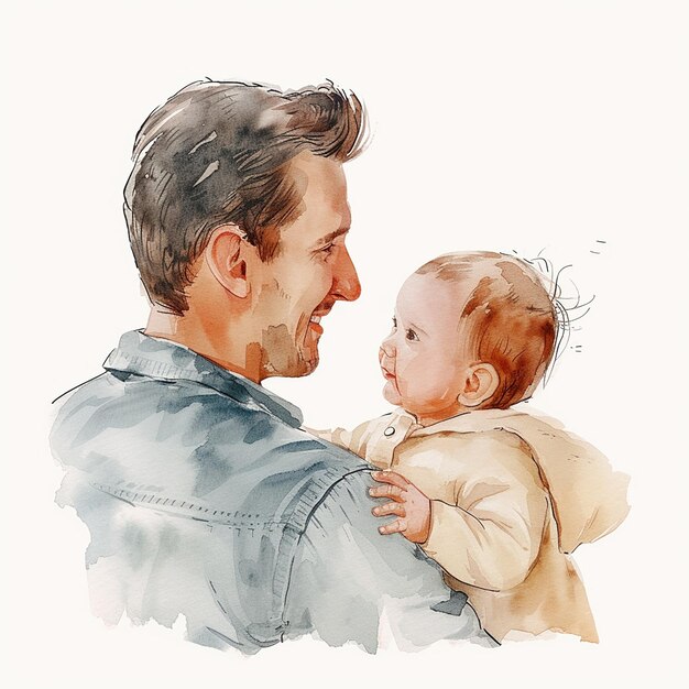 Międzynarodowy Dzień Ojca rodzinna ilustracja miłości cyfrowa akwarela