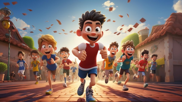 Międzynarodowy Dzień Sportu 6 kwietnia 3D Cartoon Generative AI