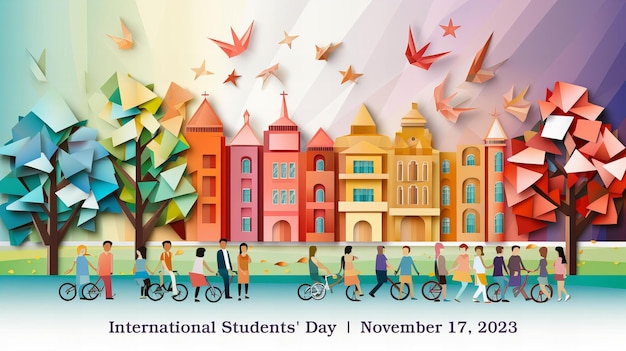Międzynarodowy Dzień Studenta Plakat w stylu origami