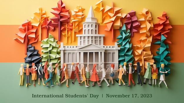 Międzynarodowy Dzień Studenta Plakat w stylu origami