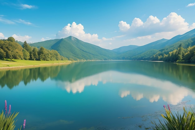 Miejsce odpoczynku Krajowe miejsce malownicze 5A Zielona góra Czysta Zielone jezioro słodkowodne naturalne krajobrazy
