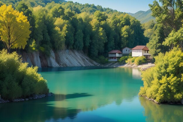 Zdjęcie miejsce relaksu national 5a scenic spot zielona góra czyste zielone jezioro słodkowodne naturalna sceneria