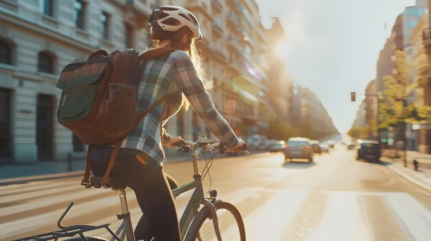 Miejscowy rowerzysta w dynamicznym ruchu promującym ekologiczne życie miejskie
