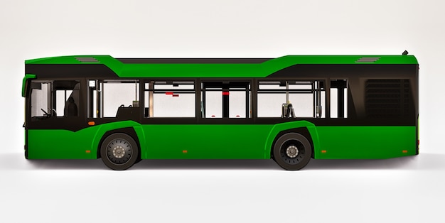 Miejski zielony autobus Mediun na białym tle. renderowania 3D.