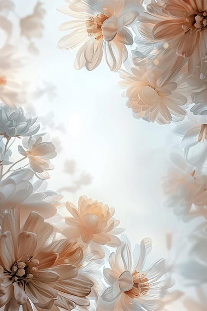 Miękka pastelowa ilustracja kwiatowa na jasnym tle