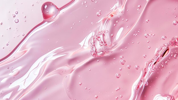 Miękka różowa przezroczysta tekstura żelu z koncentracją na pielęgnacji skóry