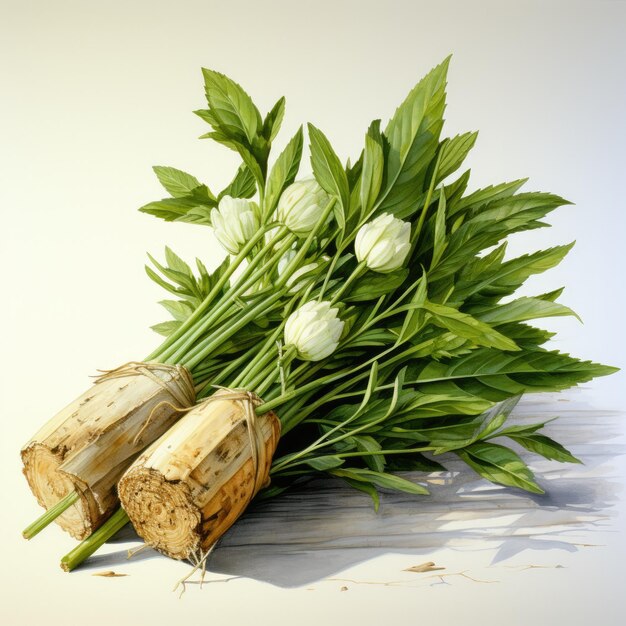 Zdjęcie miękkie akwarele botaniczne na białym tle z warzywami i ziołami
