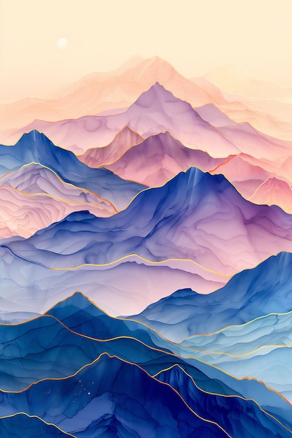 Miękkie pastelowe kolory abstrakcyjna sztuka pięknych szczytów górskich