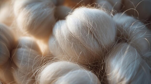 Miękkie włókna bawełniane splecione z jedwabistymi włosami symbolizujące
