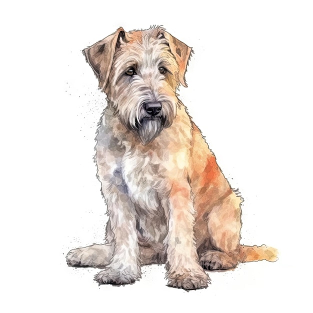 Miękko powlekany Wheaten Terrier w minimalistycznym malarstwa akwarelowego