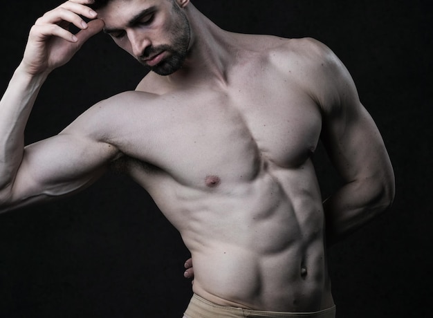 Mięśnie biceps facetów ramię ciała kulturysta pozycja biceps