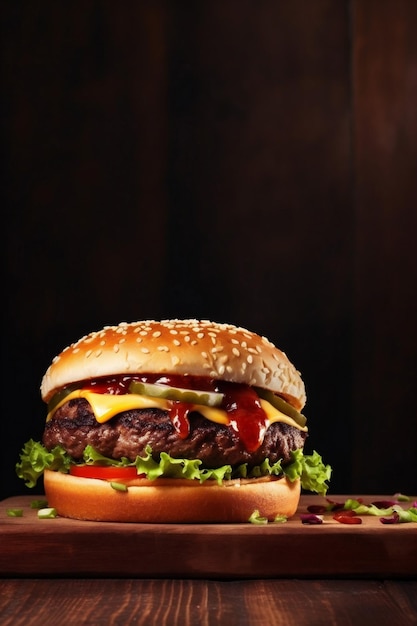 Mięso wołowe szybkie tłuszcze szybkie jedzenie kanapka mięso hamburger jedzenie przekąska Generatywna sztuczna inteligencja