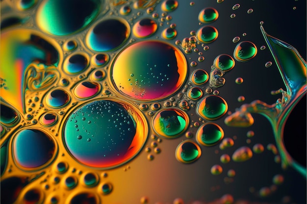 mieszaniny oleju i wody o różnych kolorach