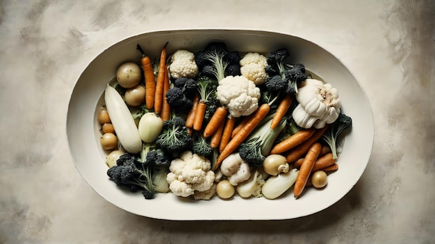 mieszanka ugotowanych warzyw w misce różnorodność grillowanych warzyw na misce na abstrakcyjnym tle cukinia 8K