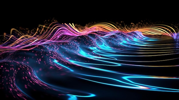 Mieszanka wody i neonu, tworząca zniewalający pokaz koloru i płynności