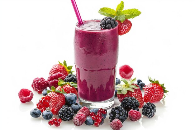 Mieszany Berry Medley Smoothie na białym tle