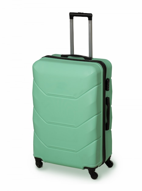 Miętowa zielona walizka do podróży i niezawodnego przechowywania bagażu.