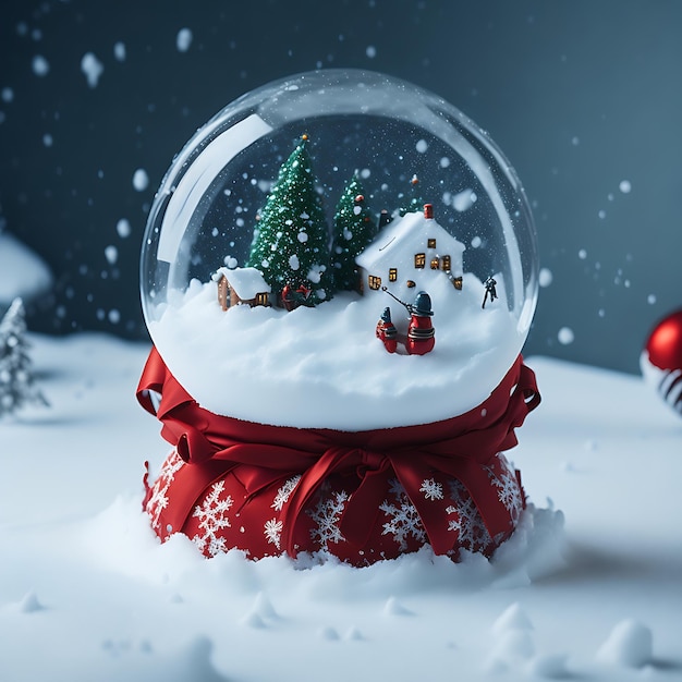 migawka kompozycji świątecznej z kulą śnieżną Scena świąteczna ai generatywna