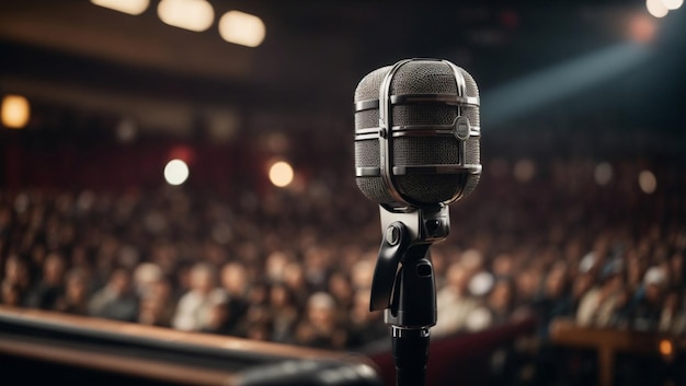 Mikrofon chromowy na scenie