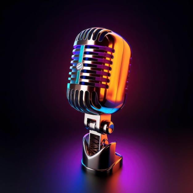mikrofon i muzyka 3d żywy chrom