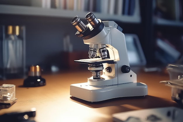 Mikroskop na stole w szkole technologii badań naukowych