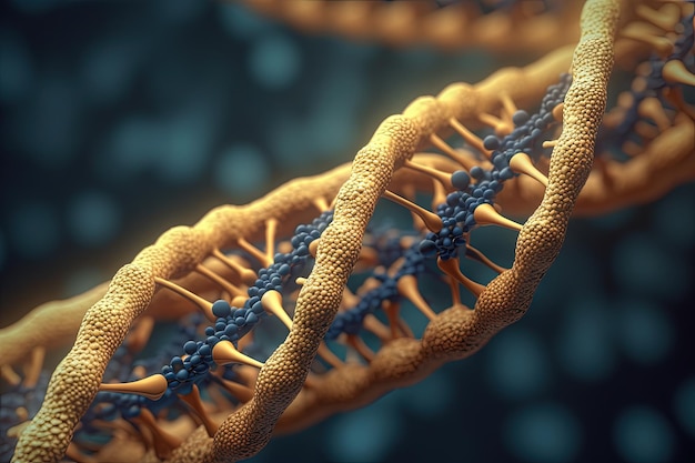 Mikroskopijna nić RNA w ilustracji 3D