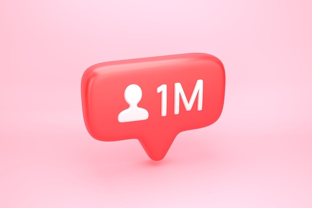 Milion znajomych lub obserwujących powiadomień w mediach społecznościowych z ikoną serca