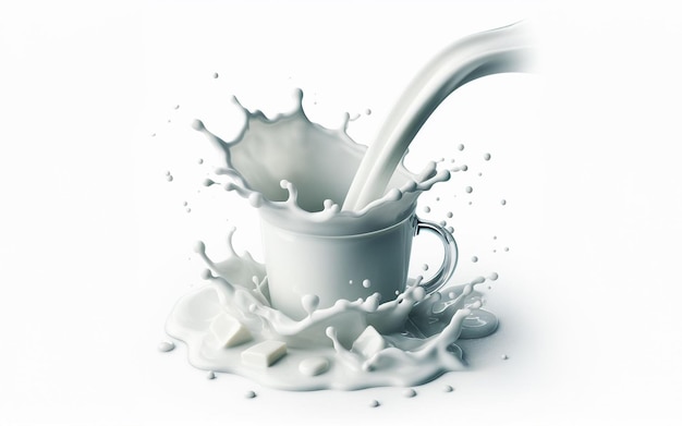 Zdjęcie milk pour milk spread sauce white background