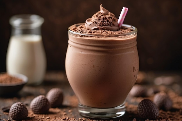 Milkshake czekoladowy z bliska