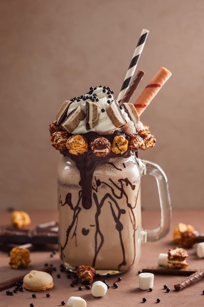 Milkshake czekoladowy z lodem i śmietanką marshmallow