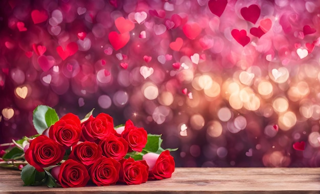 Zdjęcie miłość kwitnie, róże na święto walentynek.